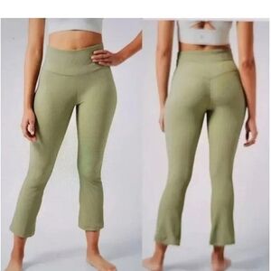 ATHLETA Elation Rib Crop Flare in sage green. Size small